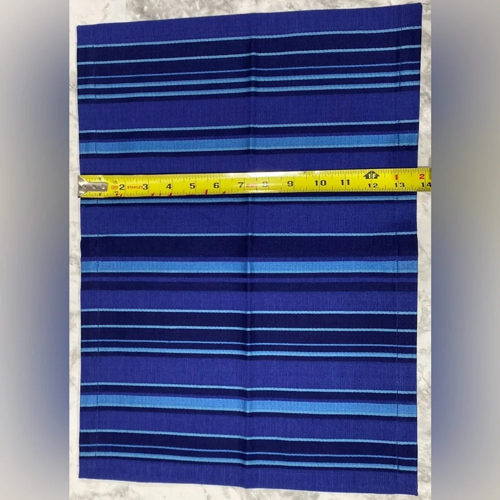 Crate & Barrel Socorro Blue Placemats Set Of 4 Stripes Striped